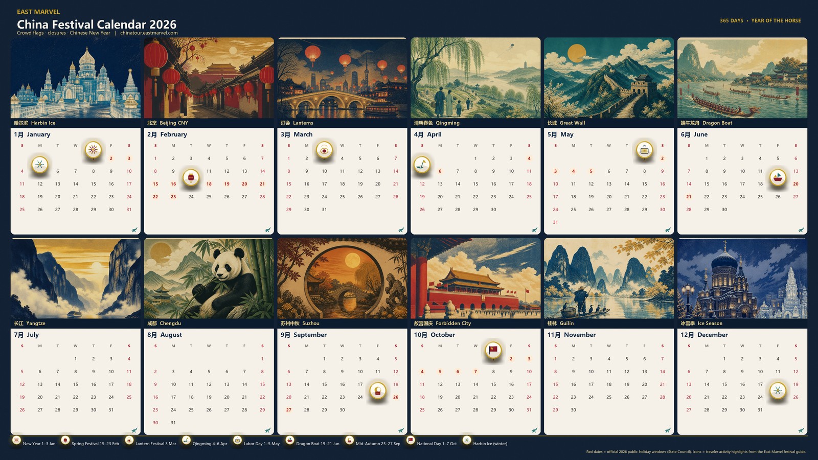China Festival Calendar 2026–2027: Crowd Flags, Closures & Chinese New Year