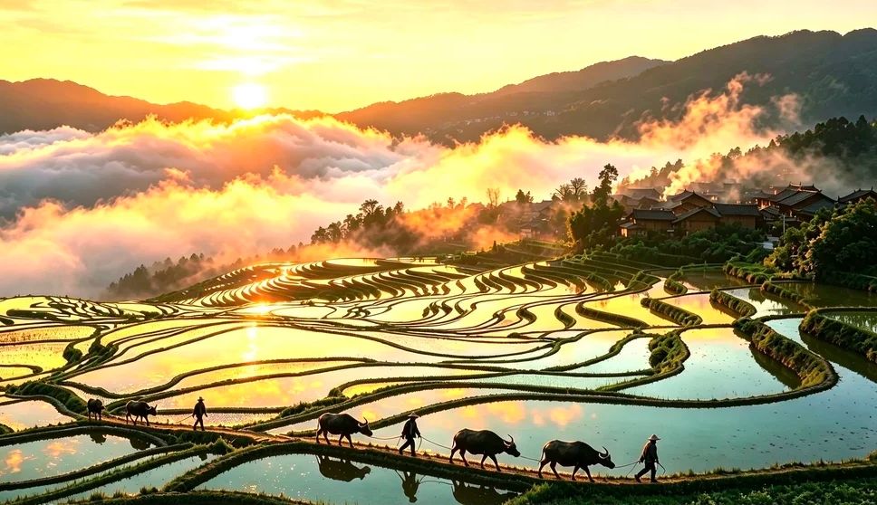 Yuanyang terraces when they are flooded and read as mirrors. Say so when you write for the 20-day.