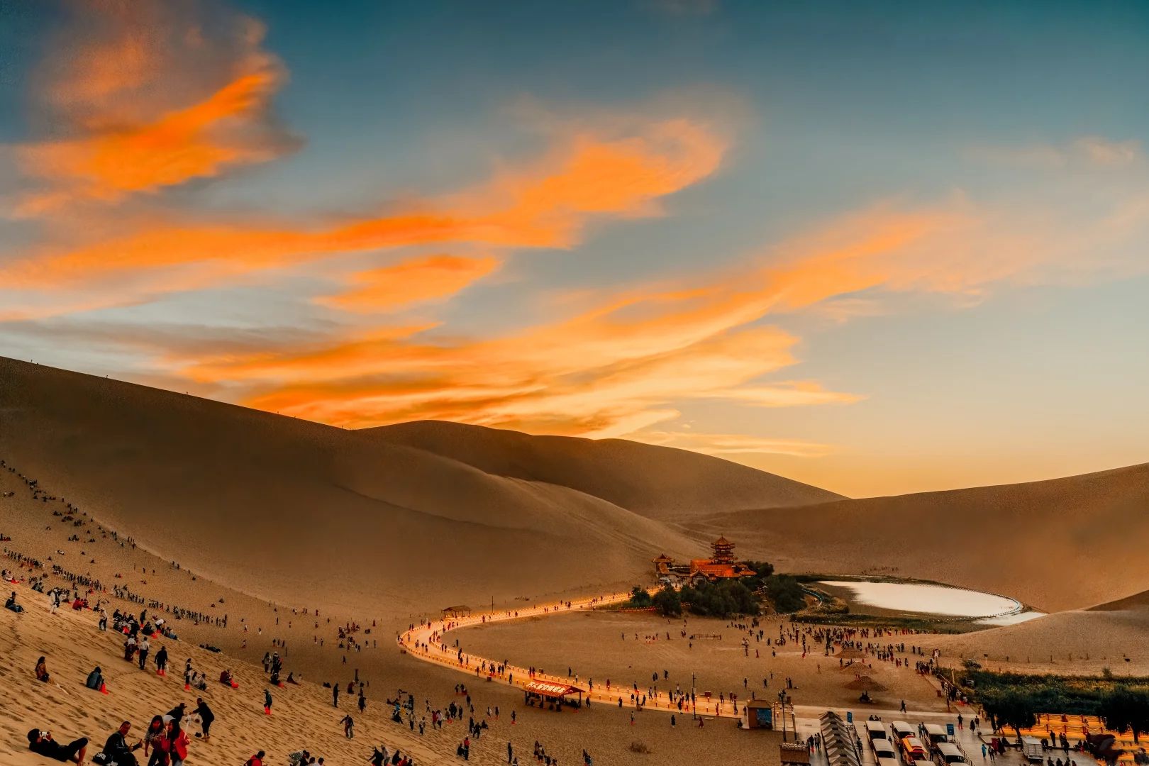 Mingsha Mountain and the Crescent Spring, a separate ticket from the Mogao Caves.