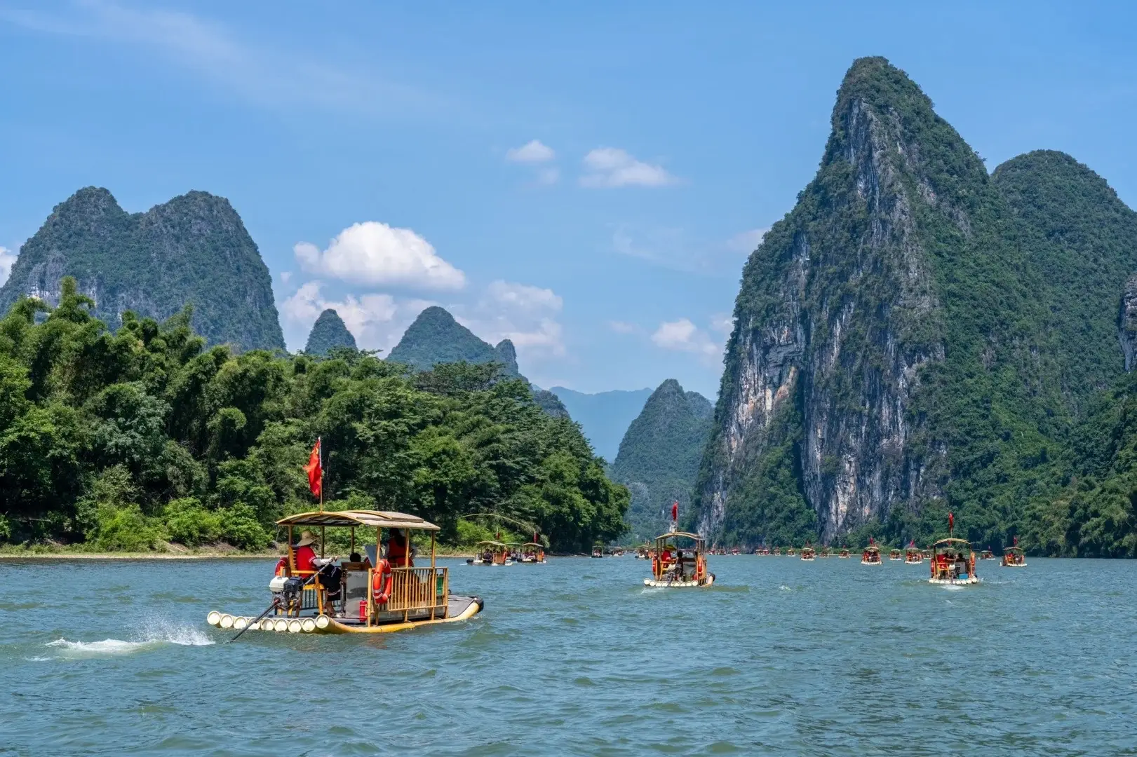 Yangshuo river and limestone hills