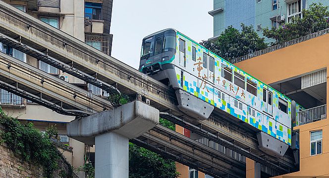 Liziba Light Rail Through Building