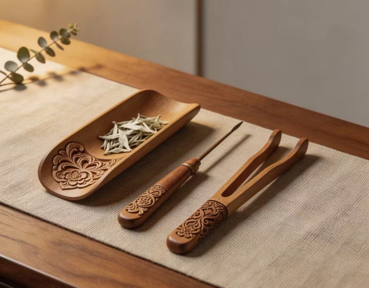 Carved Wooden Teasets & Prayer Wheels
