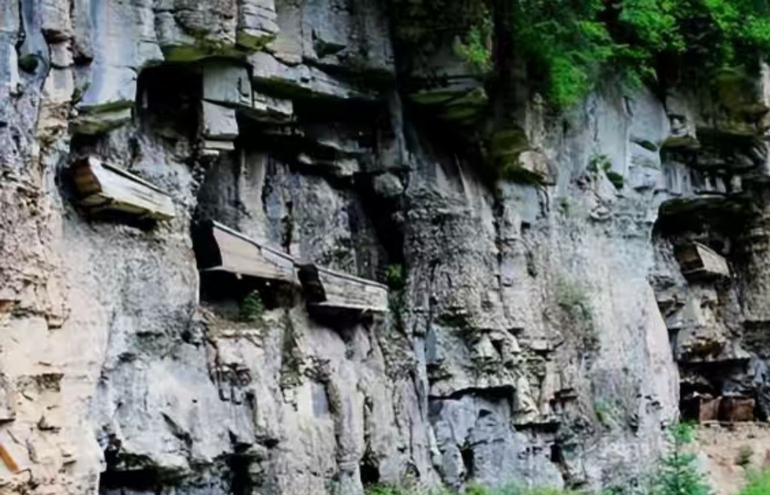 Ancient Cliff Hanging Coffins Inspection