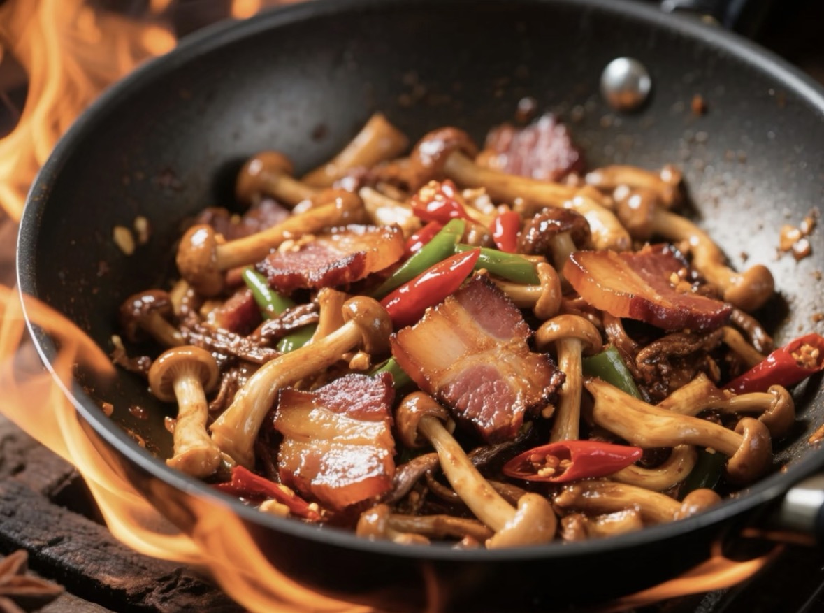 Smoked Tujia Bacon & Wild Mushrooms